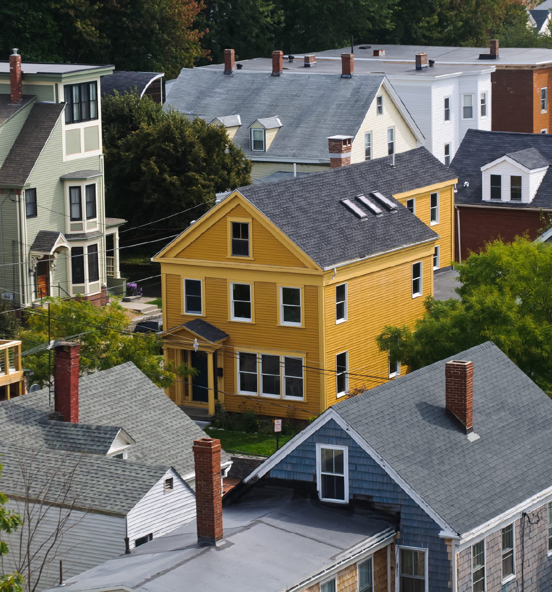 photo of a neighborhood of homes from above